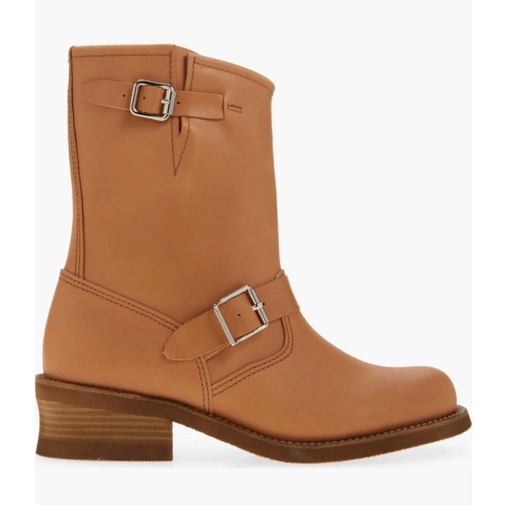 Jeffrey Campbell Standoff Tan Leather‎ Buckle Moto Boots New!